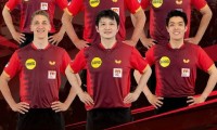 樊振东正式加盟德甲杜塞尔多夫俱乐部，首组红色战袍定妆照发布